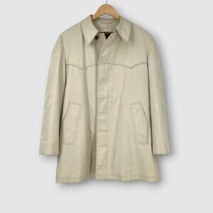 Vintage London Fog Western Coat Beige Maincoat Removable Fur Lining 40 Short